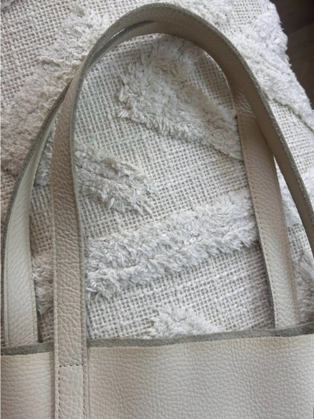 Cuyana Classic Leather Tote Ivory Pebbled Leather Large